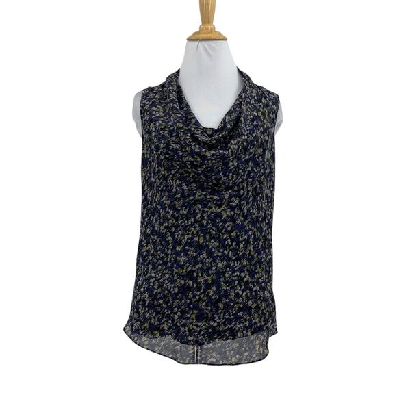 Theory Blouse Womens P Petite Multi Codey Silk Cowl Neck 2 Piece Cami Sleeveless - Picture 1 of 15